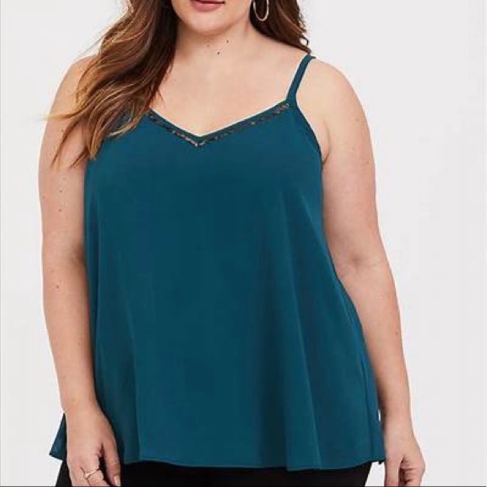 Torrid Chiffon Sequin Cami Top. Deep Teal | Size 3